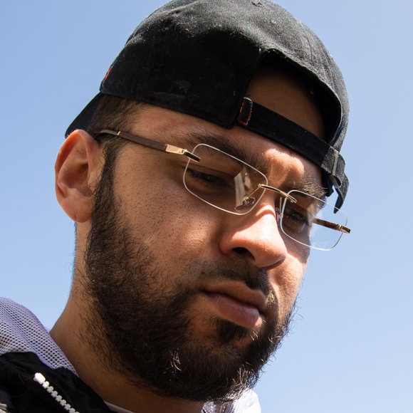 Rimless Gold Frame Hip Hop Wood Clear Lens Glasses - Picture 5 of 5